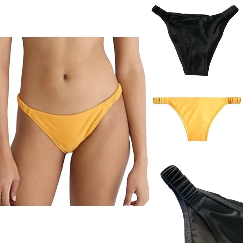 J Crew Black Scrunchie Strap Full Coverage Bikini Bottom Sz XXS NWT